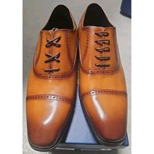 ALIPASINM Mens Oxford Dress Shoes Brown Leather Cap Toe Lace Up Size 13
